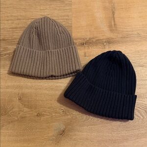 H&M Ribbed Knit Beanies in Brown and Black